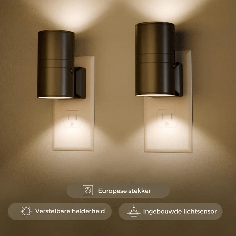 Ścienna lampa LED z czujnikiem światła i regulacją jasności - Czarna