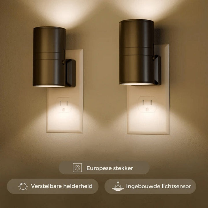 Ścienna lampa LED z czujnikiem światła i regulacją jasności - Czarna