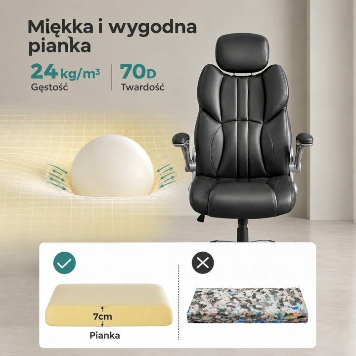 Fotel biurowy ergonomiczny - regulowany zagłówek i podłokietniki