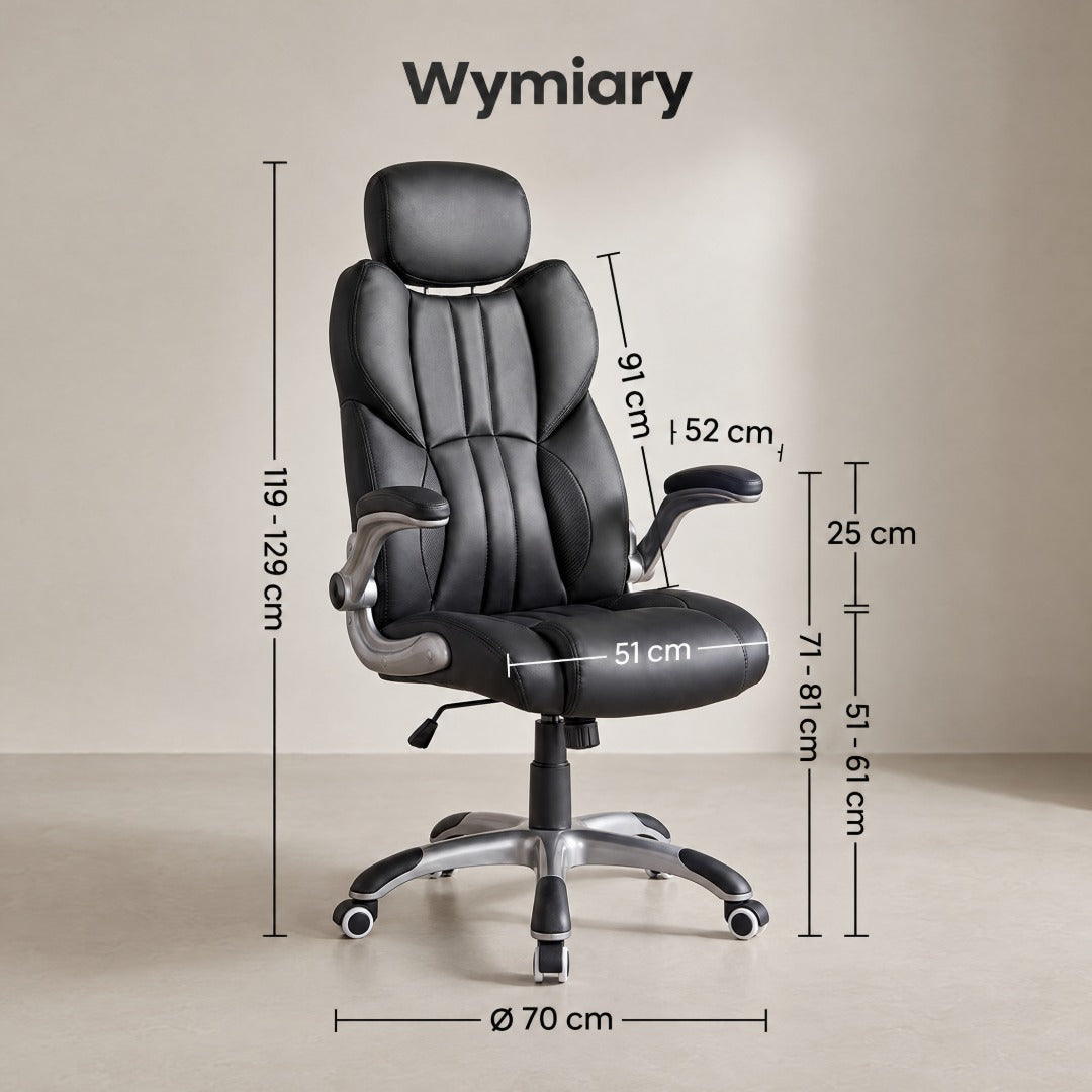 Fotel biurowy ergonomiczny - regulowany zagłówek i podłokietniki