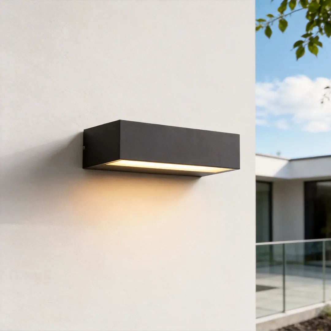 Kinkiet Zewnętrzny LED - Minimalistyczny Czarny Pasek, Szklany Panel, 3 Długości, Ciepła lub Zimna Biała