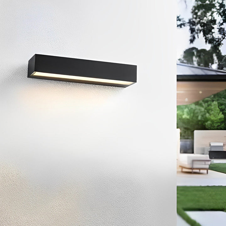 Kinkiet Zewnętrzny LED - Minimalistyczny Czarny Pasek, Szklany Panel, 3 Długości, Ciepła lub Zimna Biała