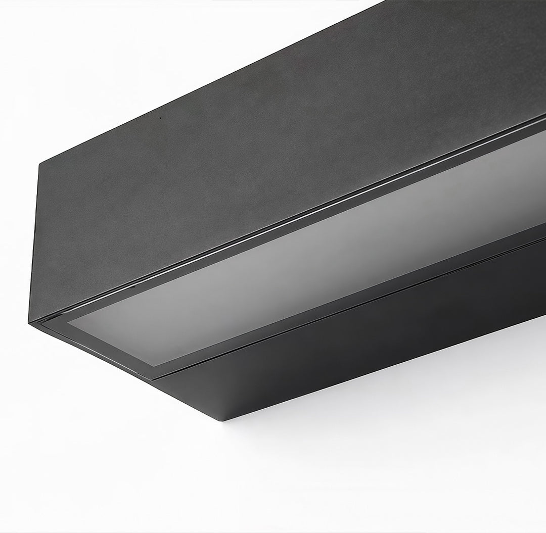 Kinkiet Zewnętrzny LED - Minimalistyczny Czarny Pasek, Szklany Panel, 3 Długości, Ciepła lub Zimna Biała
