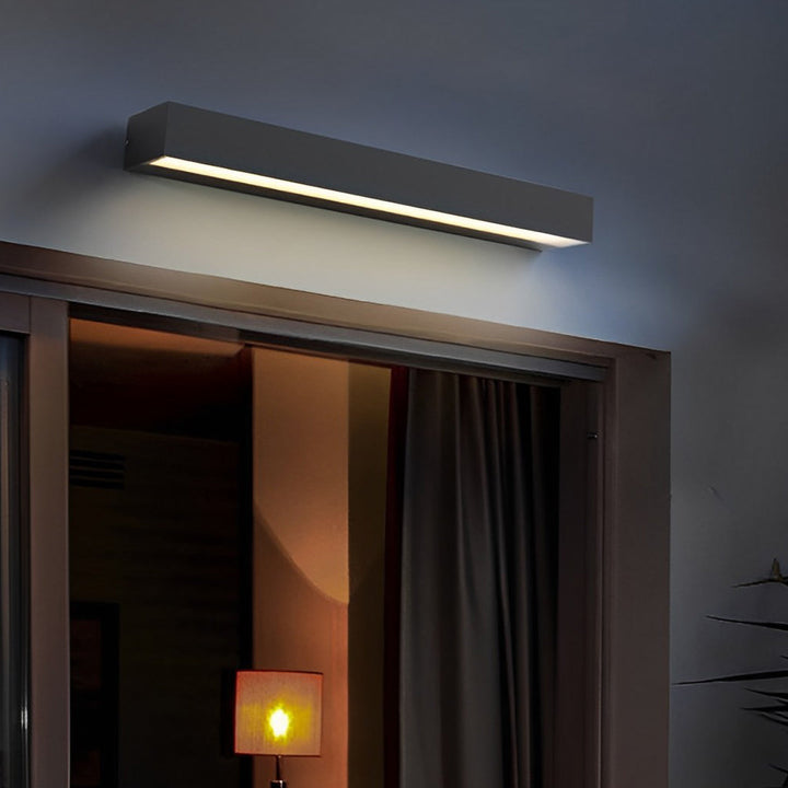 Kinkiet Zewnętrzny LED - Minimalistyczny Czarny Pasek, Szklany Panel, 3 Długości, Ciepła lub Zimna Biała