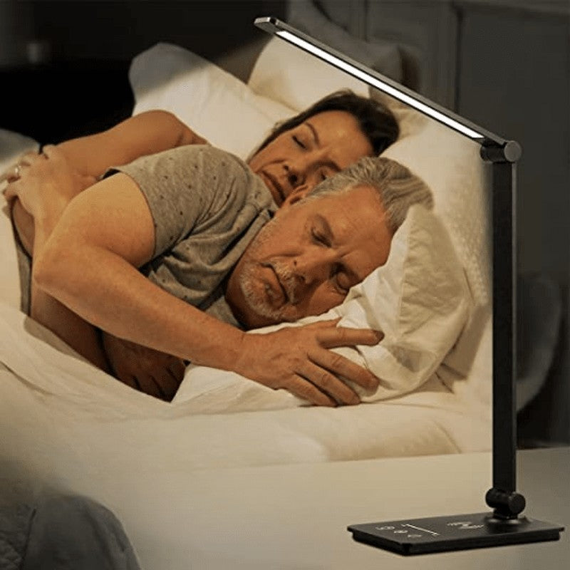 Lampa Biurkowa LED z Ładowaniem Bezprzewodowym - Czarna