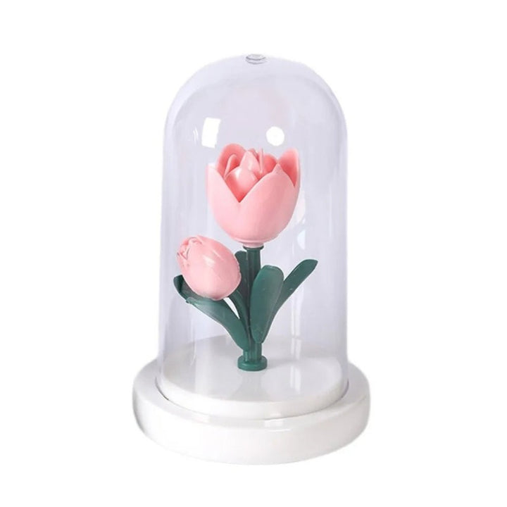 Lampa LED stołowa w kształcie tulipana - przezroczysta kopuła