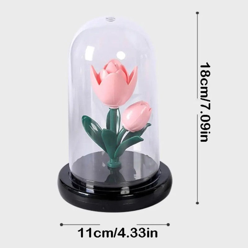 Lampa LED stołowa w kształcie tulipana - przezroczysta kopuła