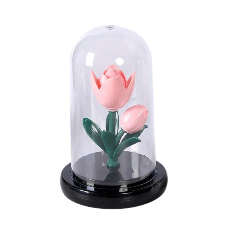Lampa LED stołowa w kształcie tulipana - przezroczysta kopuła