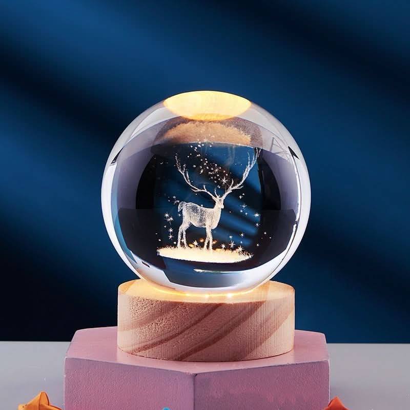 Lampa nocna 3D LED z kryształową kulą