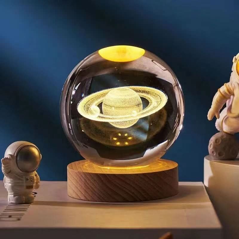 Lampa nocna 3D LED z kryształową kulą