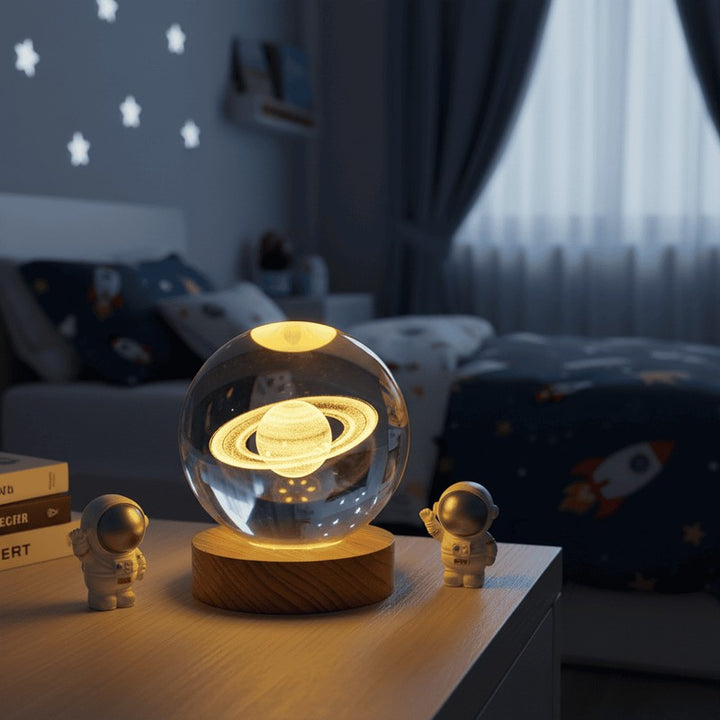 Lampa nocna 3D LED z kryształową kulą
