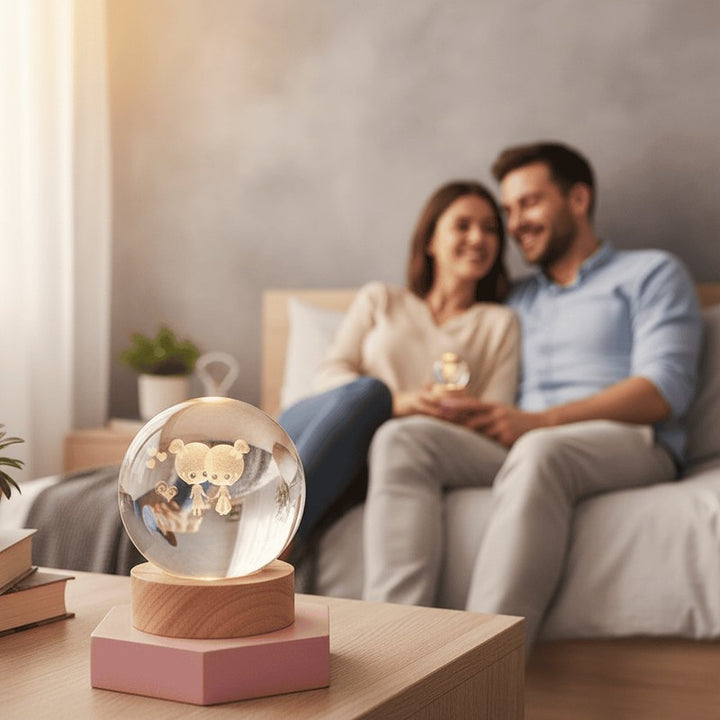 Lampa nocna 3D LED z kryształową kulą