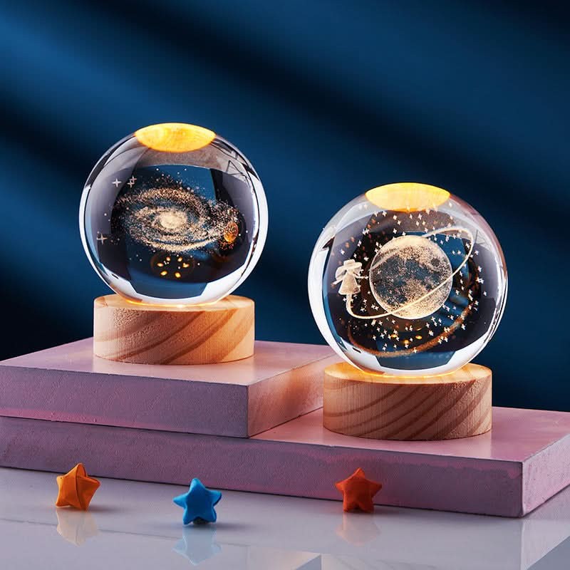 Lampa nocna 3D LED z kryształową kulą