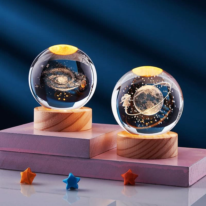 Lampa nocna 3D LED z kryształową kulą