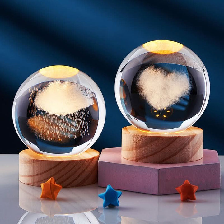 Lampa nocna 3D LED z kryształową kulą