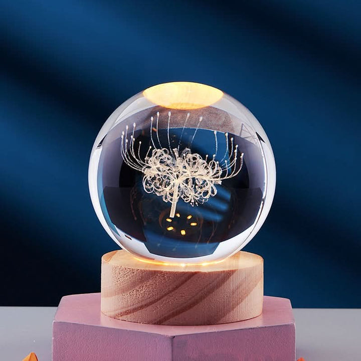 Lampa nocna 3D LED z kryształową kulą