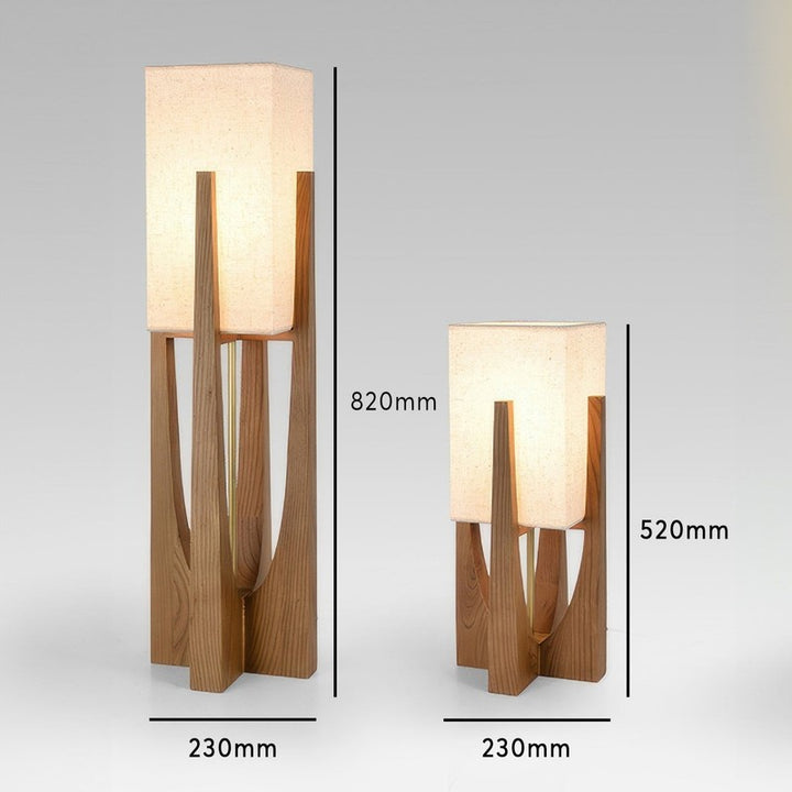 Lampa podłogowa w stylu japońskim - drewniana podstawa z abażurem
