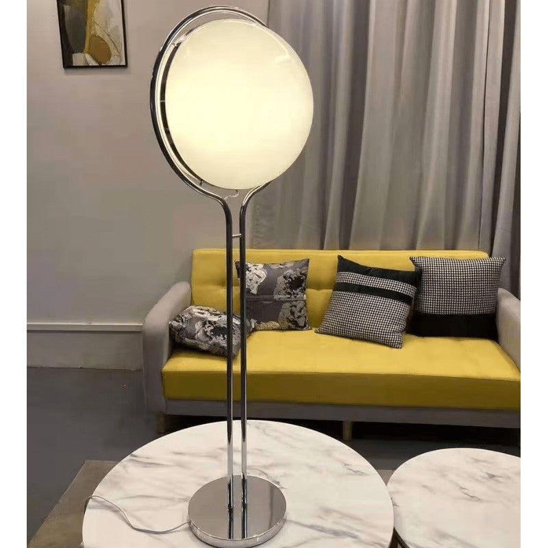 Lampa podłogowa z kulistym kloszem - Stal nierdzewna, szkło akrylowe