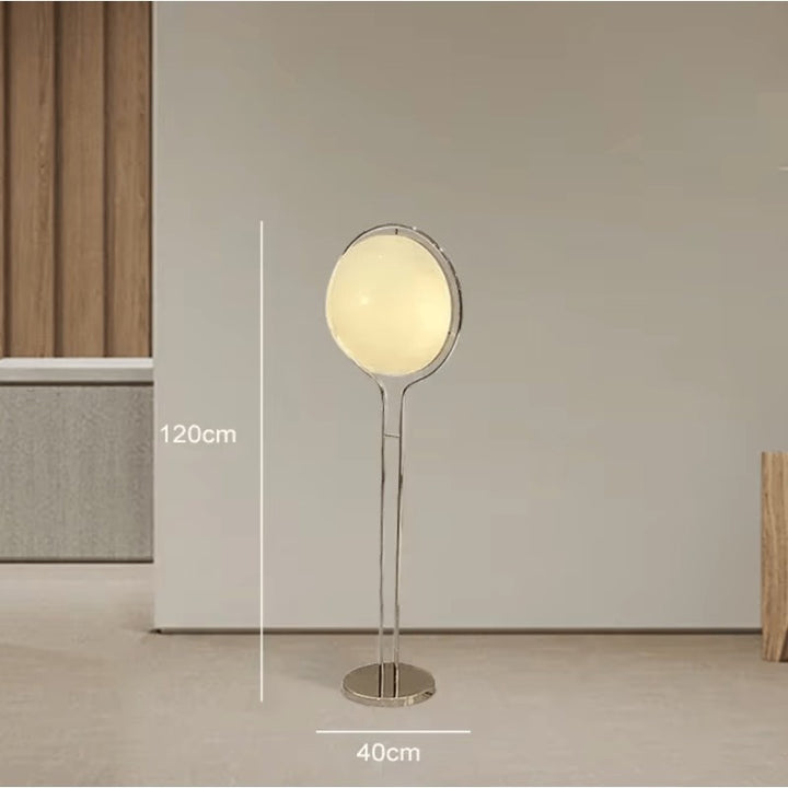 Lampa podłogowa z kulistym kloszem - Stal nierdzewna, szkło akrylowe