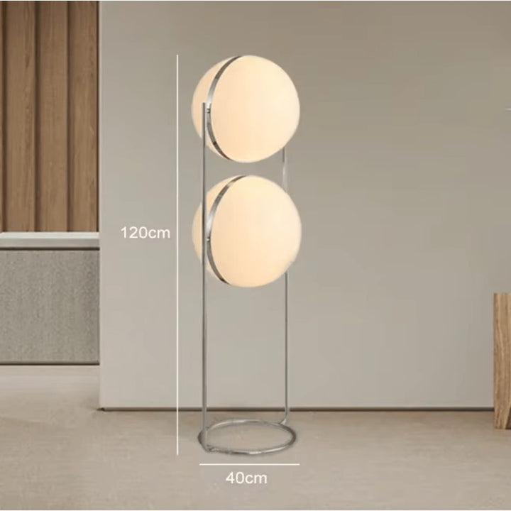 Lampa podłogowa z kulistym kloszem - Stal nierdzewna, szkło akrylowe