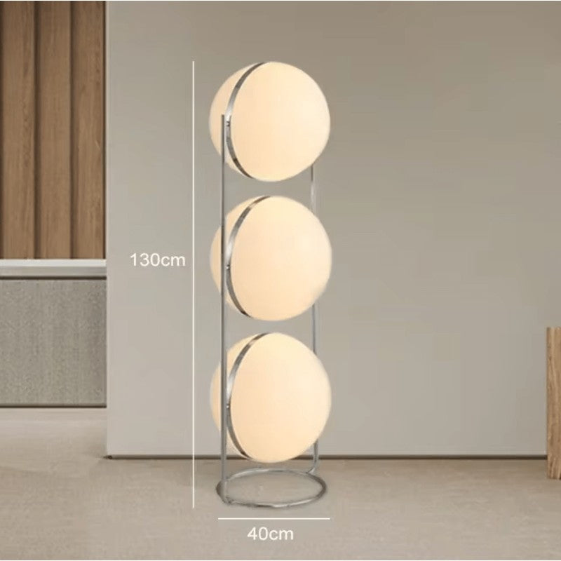 Lampa podłogowa z kulistym kloszem - Stal nierdzewna, szkło akrylowe
