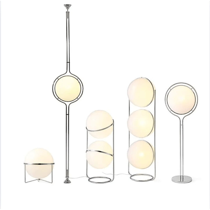 Lampa podłogowa z kulistym kloszem - Stal nierdzewna, szkło akrylowe