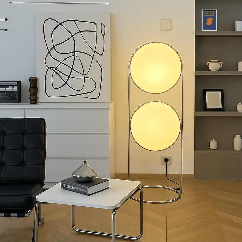 Lampa podłogowa z kulistym kloszem - Stal nierdzewna, szkło akrylowe