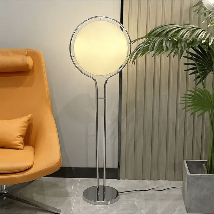 Lampa podłogowa z kulistym kloszem - Stal nierdzewna, szkło akrylowe