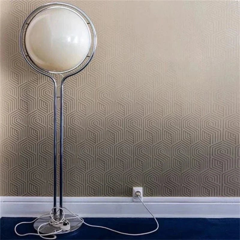 Lampa podłogowa z kulistym kloszem - Stal nierdzewna, szkło akrylowe