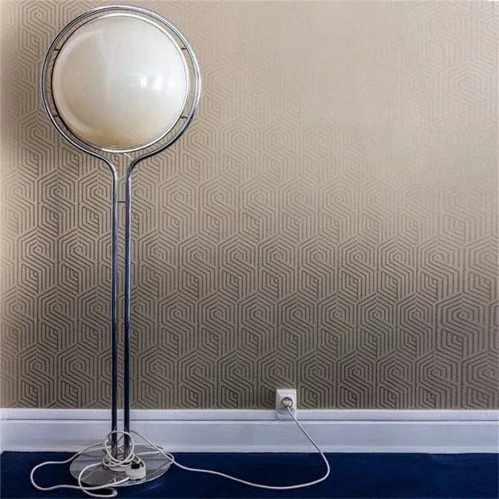 Lampa podłogowa z kulistym kloszem - Stal nierdzewna, szkło akrylowe
