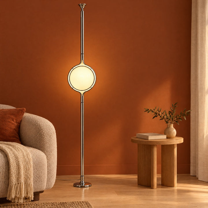 Lampa podłogowa z kulistym kloszem - Stal nierdzewna, szkło akrylowe
