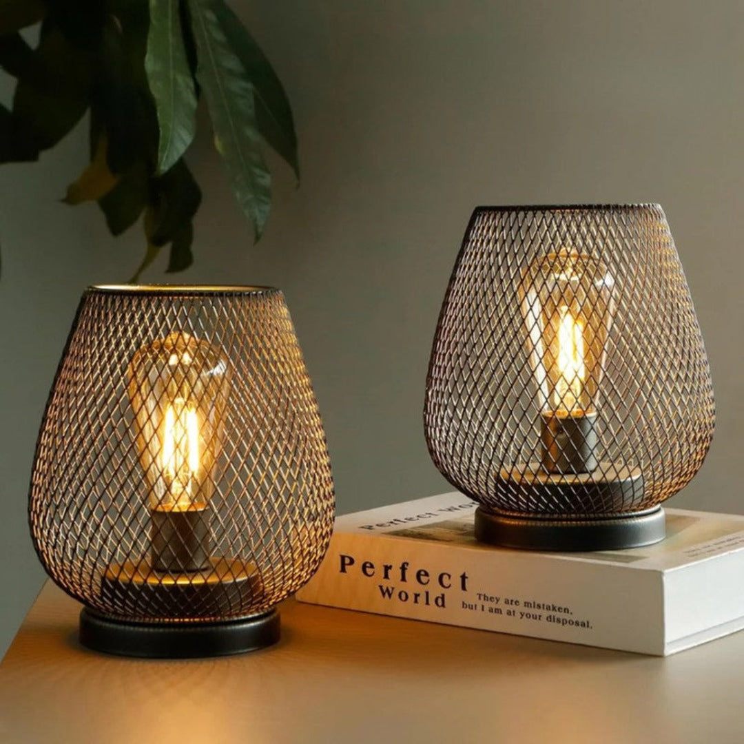 Lampa stołowa Bezprzewodowa LED - Ażurowy Klosz w Kształcie Łezki