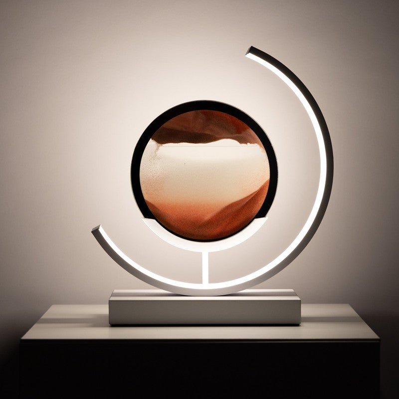 Lampa stołowa LED z minimalistycznym wzorem piasku