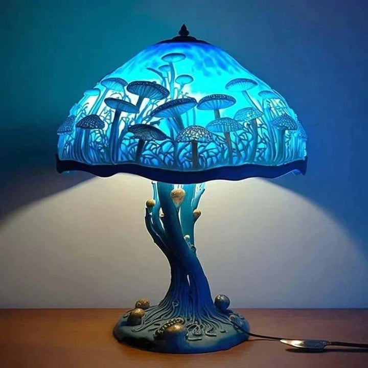 Lampa stołowa w stylu witrażowym - wielokolorowa