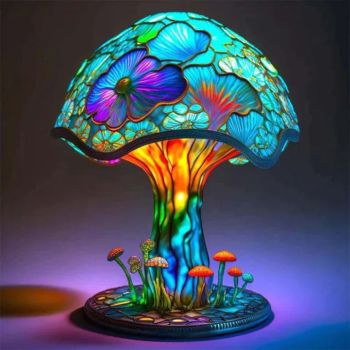 Lampa stołowa w stylu witrażowym - wielokolorowa