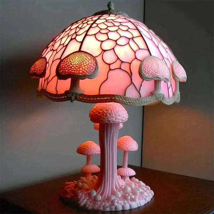 Lampa stołowa w stylu witrażowym - wielokolorowa
