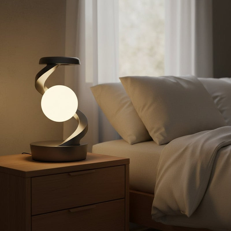Lampa stołowa z efektem lewitacji i kontrolą gestów