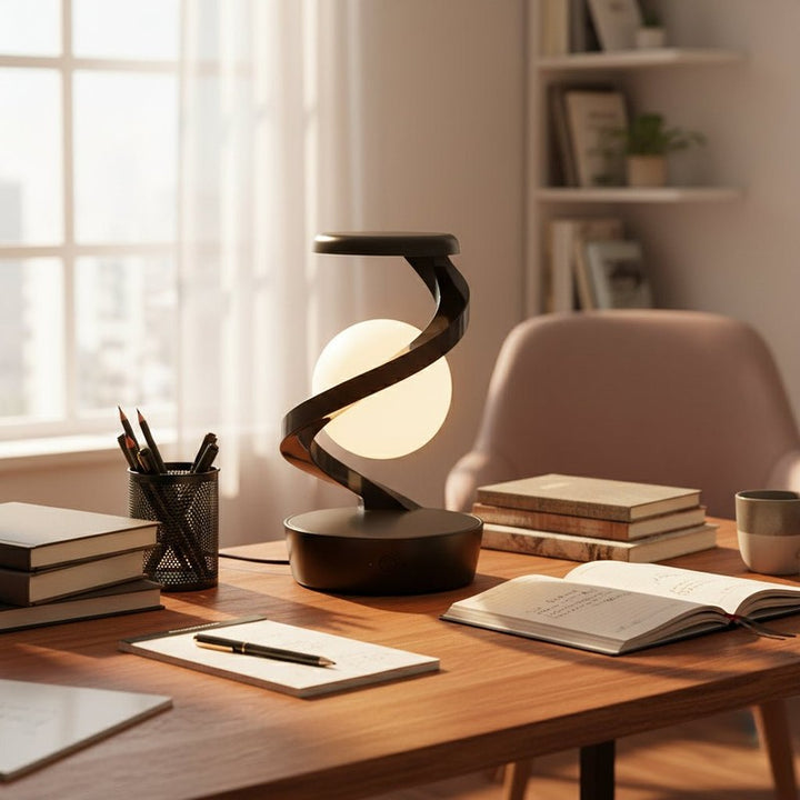Lampa stołowa z efektem lewitacji i kontrolą gestów
