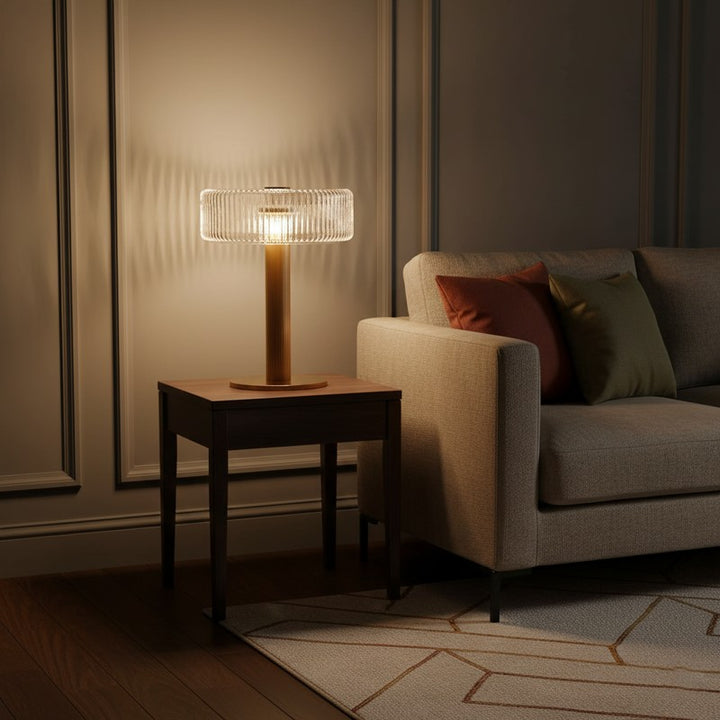 Lampa Stojąca Renato - Cylindryczny Abażur z Żłobkowaniem