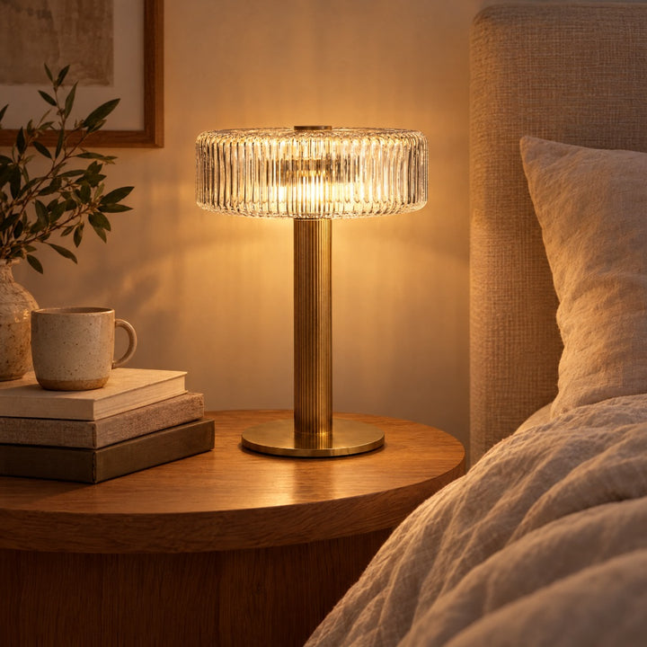 Lampa Stojąca Renato - Cylindryczny Abażur z Żłobkowaniem