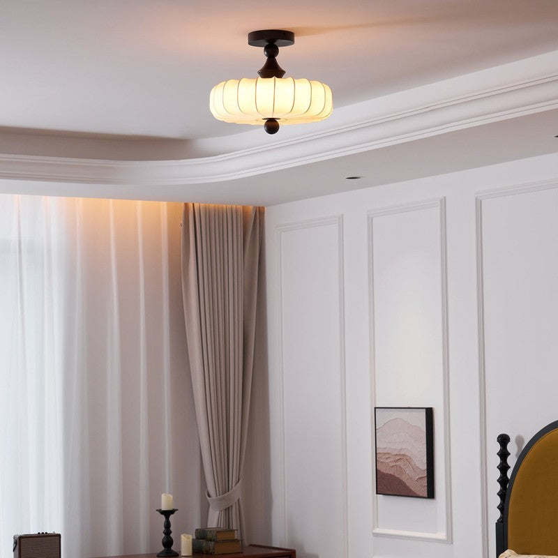 Lampa sufitowa Anela - segmentowany klosz z motywem botanicznym