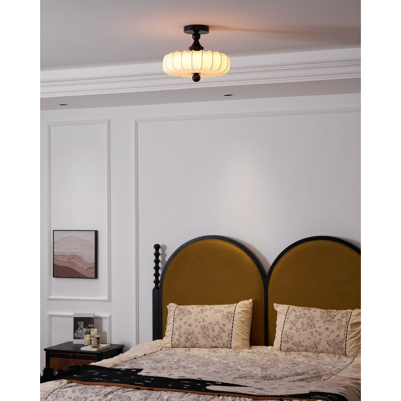 Lampa sufitowa Anela - segmentowany klosz z motywem botanicznym