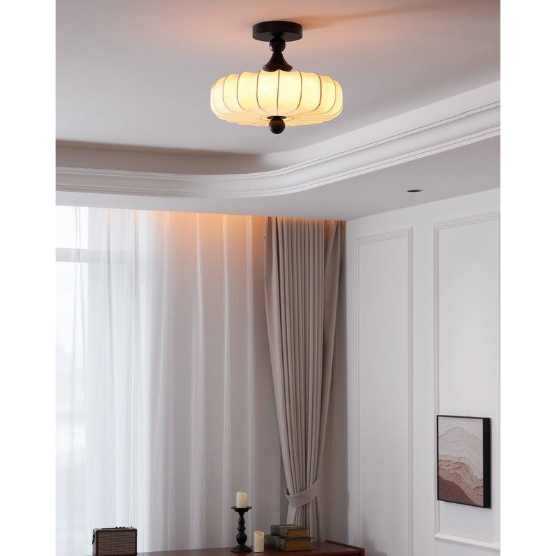 Lampa sufitowa Anela - segmentowany klosz z motywem botanicznym