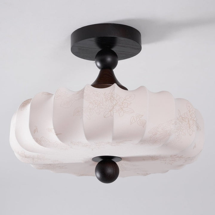 Lampa sufitowa Anela - segmentowany klosz z motywem botanicznym