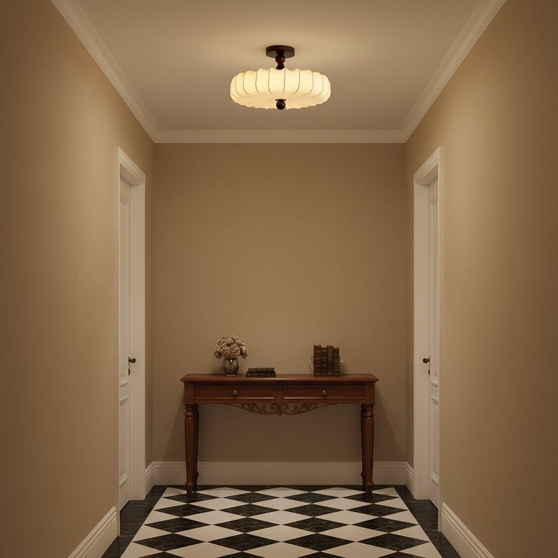 Lampa sufitowa Anela - segmentowany klosz z motywem botanicznym