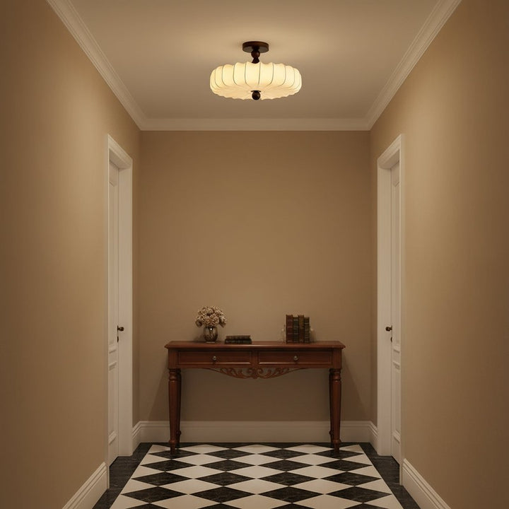 Lampa sufitowa Anela - segmentowany klosz z motywem botanicznym