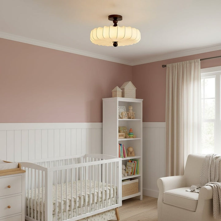 Lampa sufitowa Anela - segmentowany klosz z motywem botanicznym