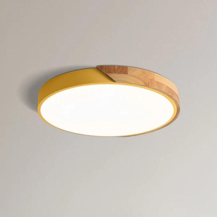 Lampa sufitowa LED - Okrągły kształt z akcentem drewna