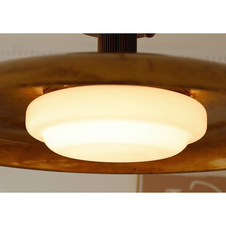 Lampa Sufitowa Półprzytwierdzana - Metalowy Dyszek z Białym Szkłem