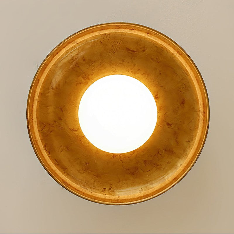 Lampa Sufitowa Półprzytwierdzana - Metalowy Dyszek z Białym Szkłem